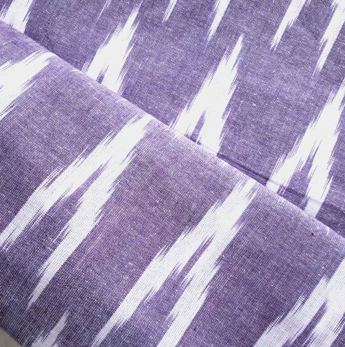 Dark Purple Shade Ikkat Striped Unstitched Fabric