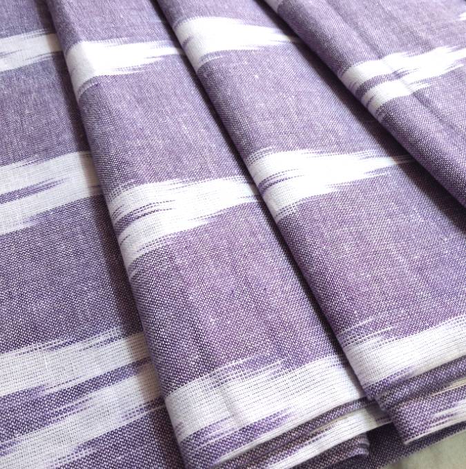 Dark Purple Shade Ikkat Striped Unstitched Fabric