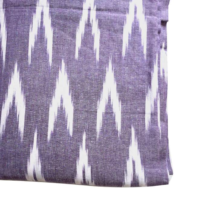 Dark Purple Shade Ikkat Striped Unstitched Fabric