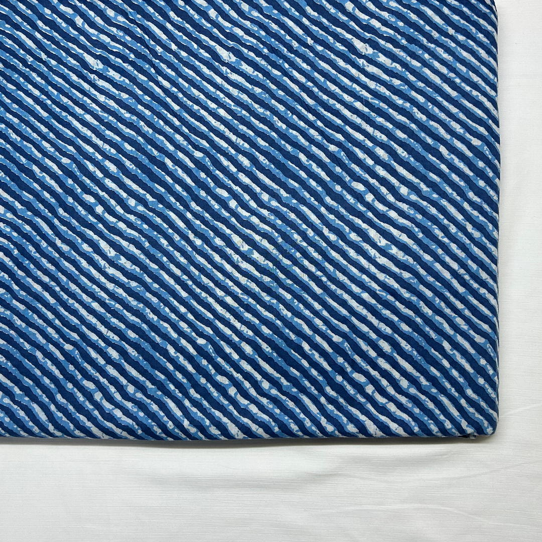 dark blue cotton fabric with crisp white stripes