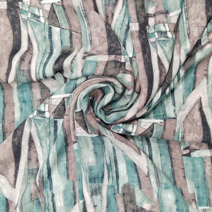 Green Abstract Printed Georgette Fabric