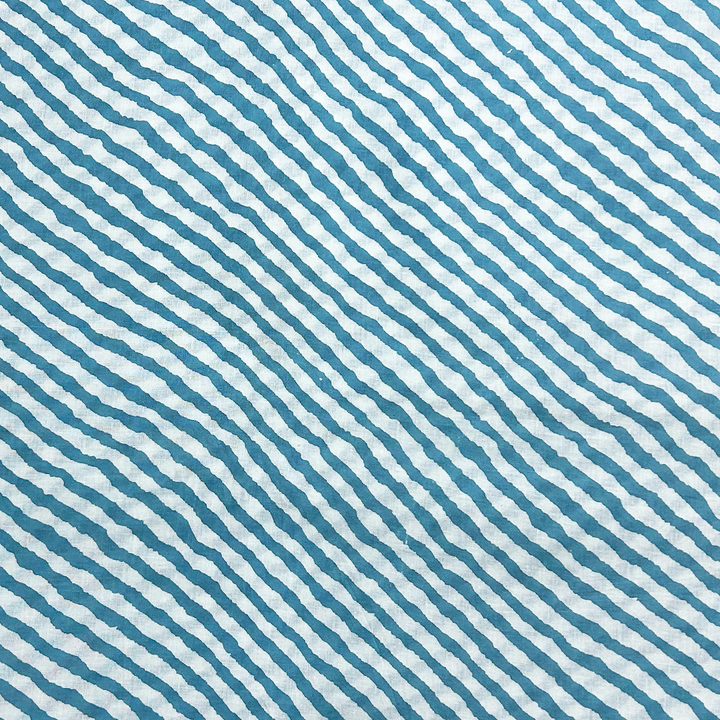 Light Blue With White Stripes Printed Cotton Fabric