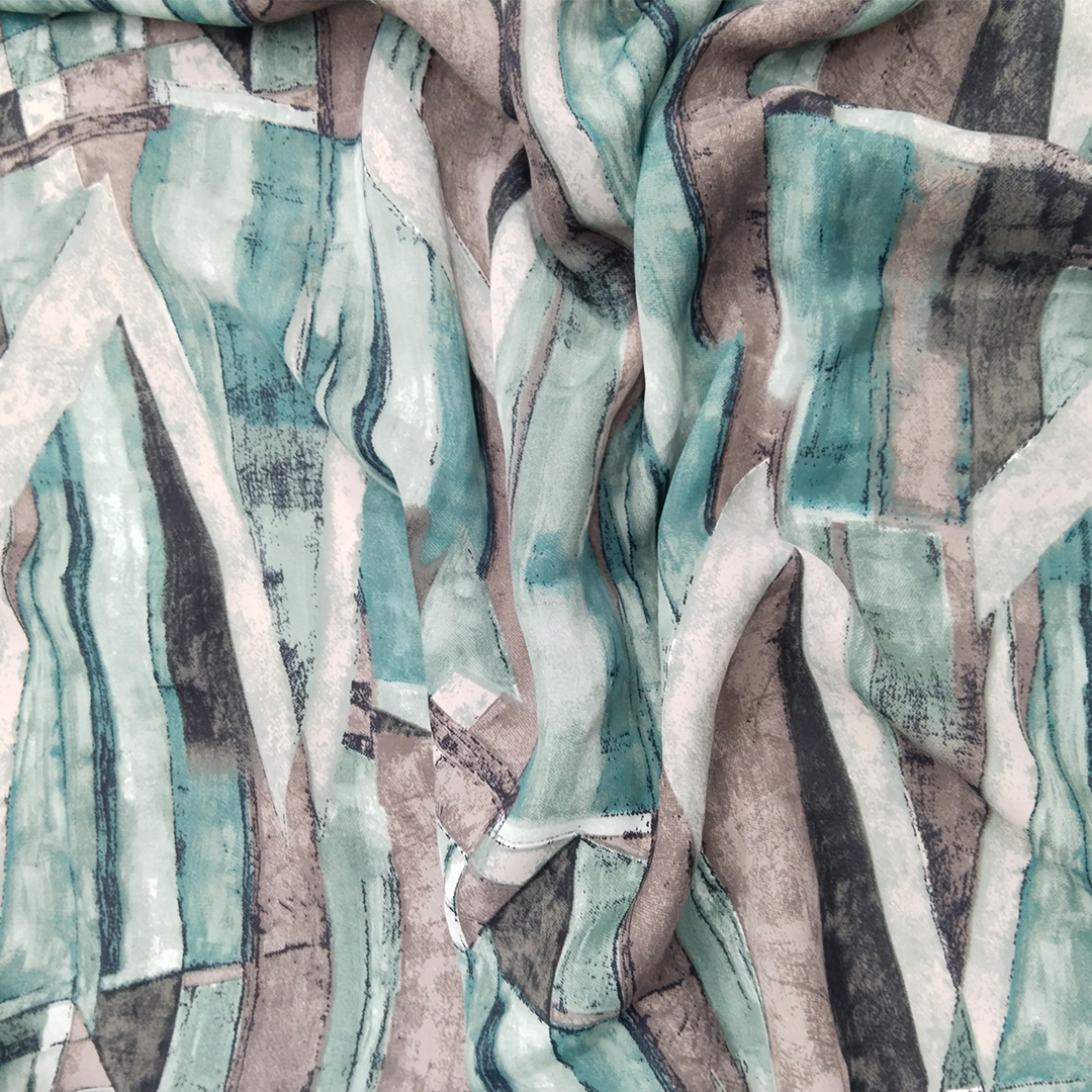 Green Abstract Printed Georgette Fabric