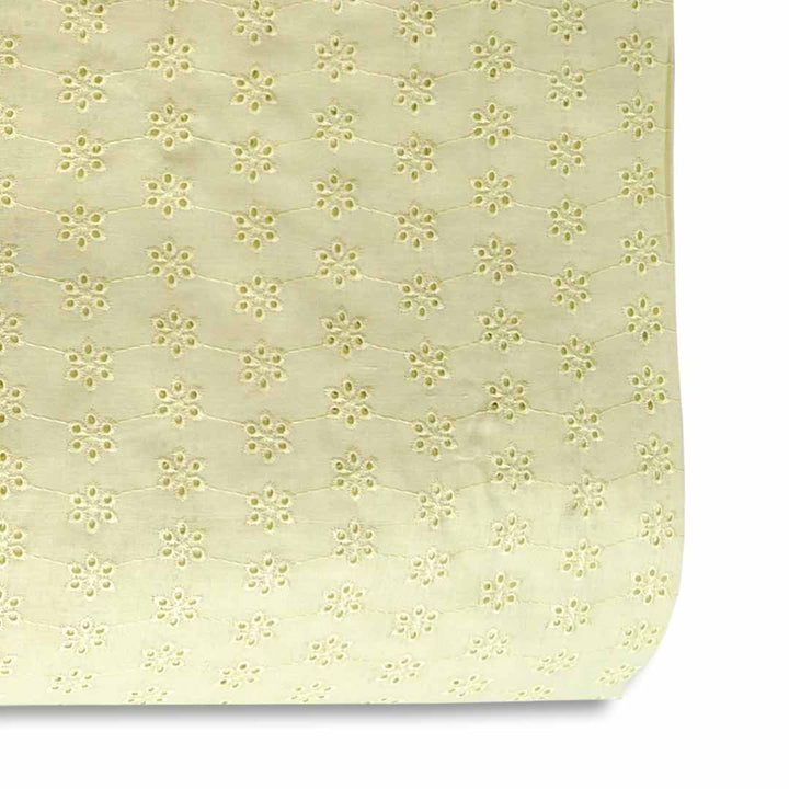 Lemon Yellow Shade Embroidered Cotton Heavy Hakoba Fabric