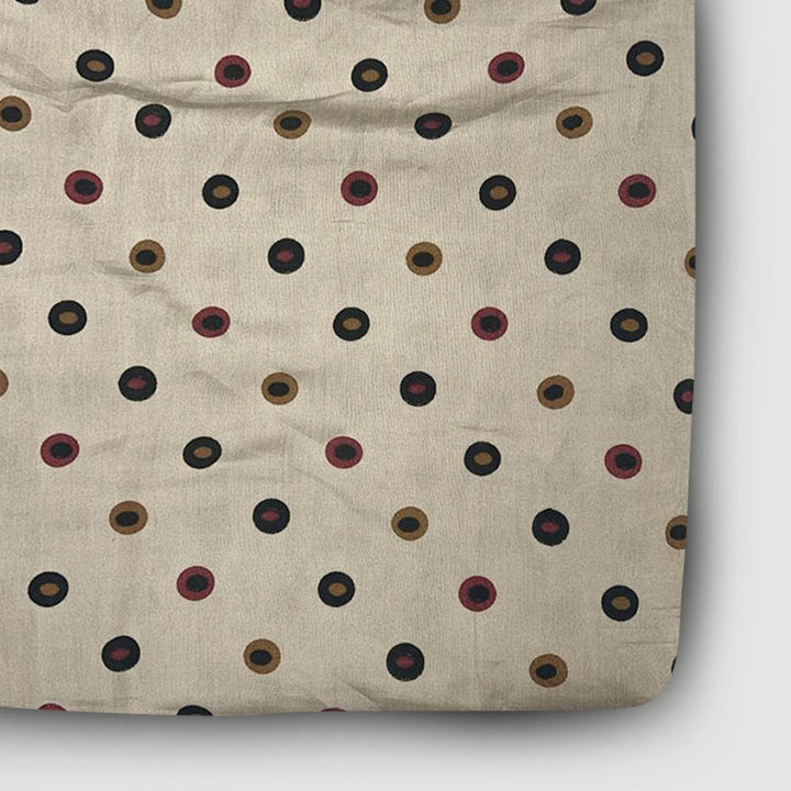 Cream With Multi Shades Dotted Printed Muslin Print Fabric