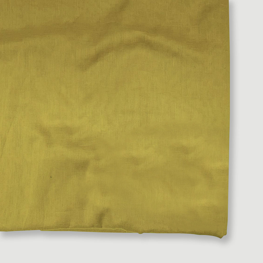 Soft lemon yellow plain cotton fabric detail