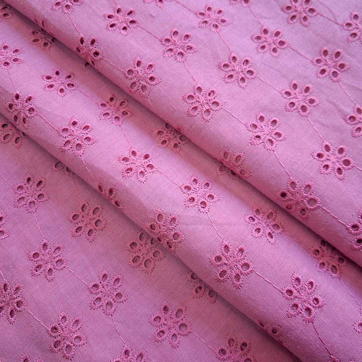 Onion colour Shade Embroidered Cotton Heavy Hakoba Fabric