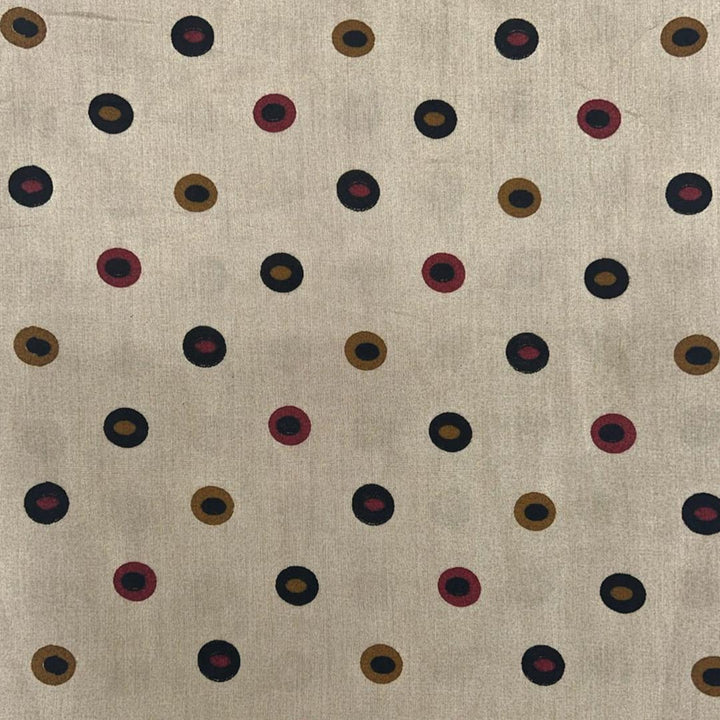 Cream With Multi Shades Dotted Printed Muslin Print Fabric