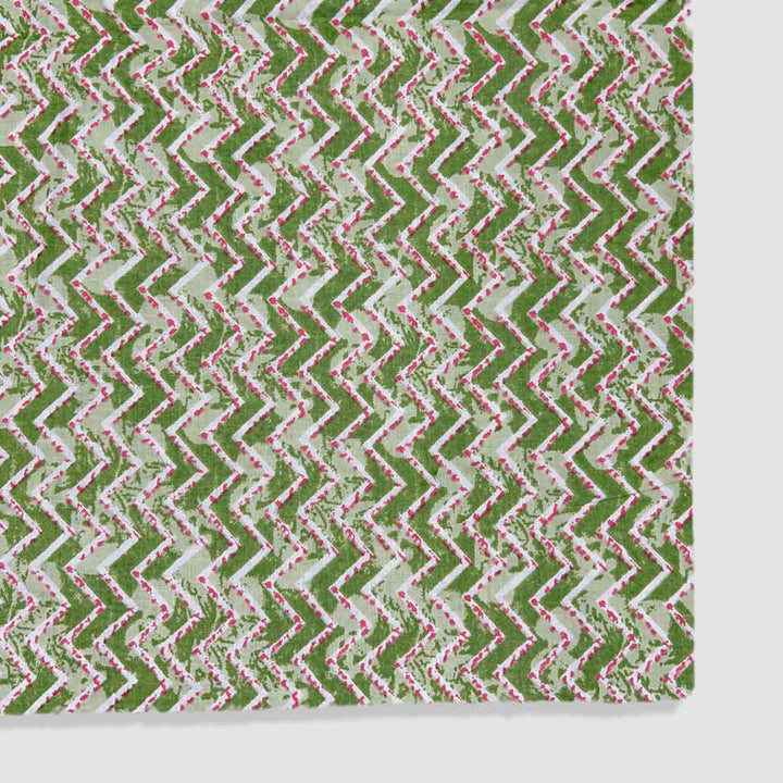 Light Green Shades Chevron Printed Cotton Fabric