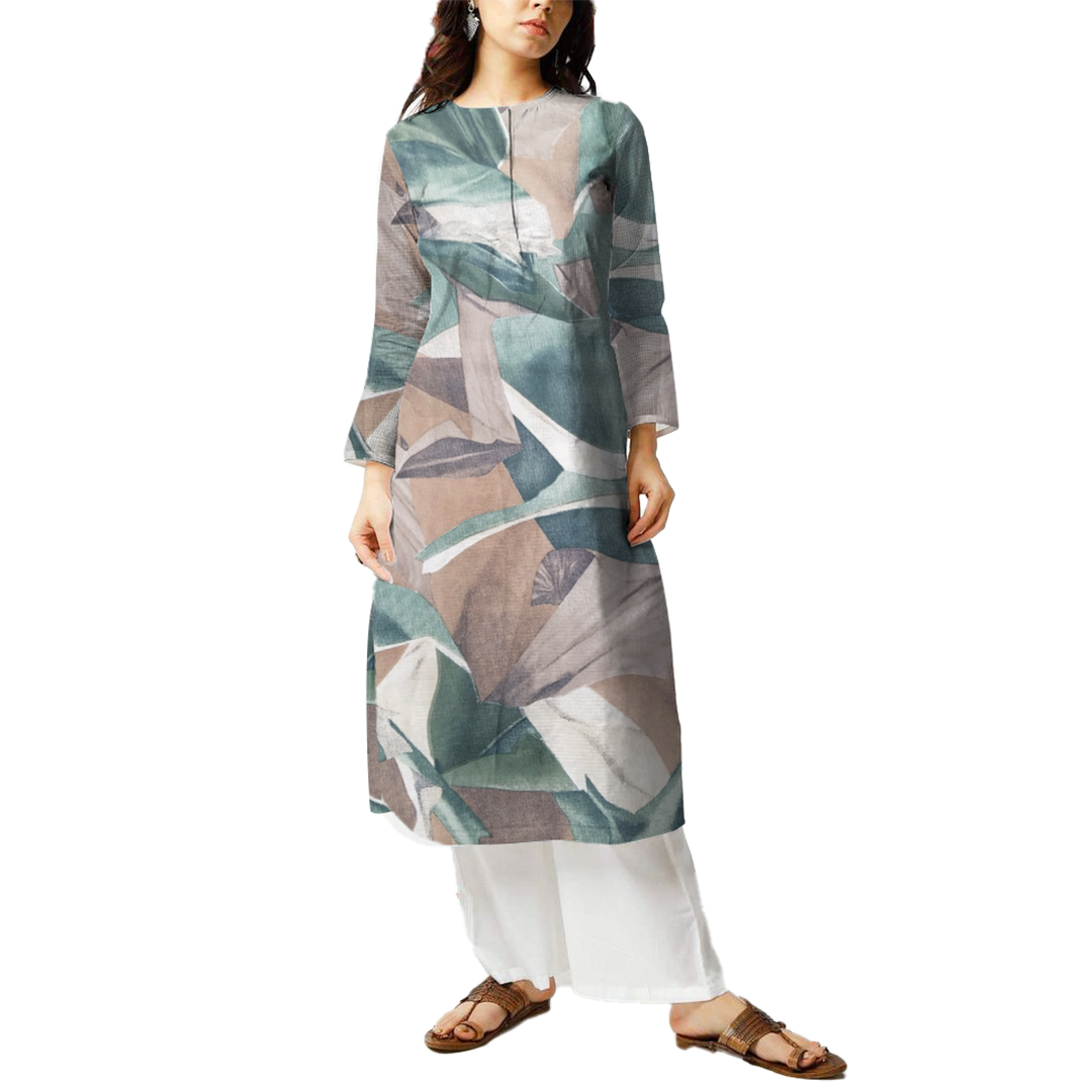 Green Abstract Printed Georgette Fabric