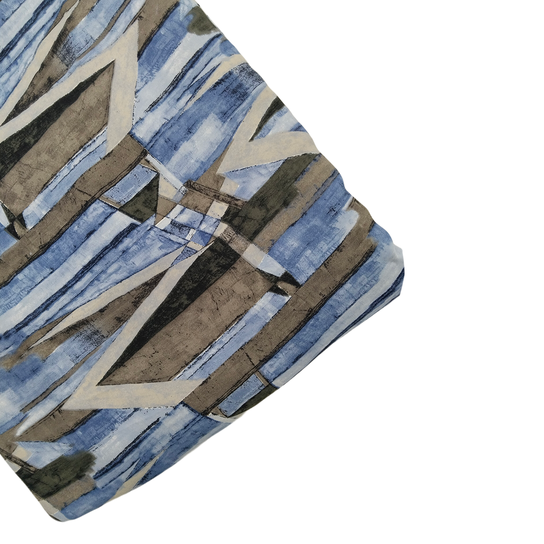 Blue abstract pattern on lightweight georgette fabric