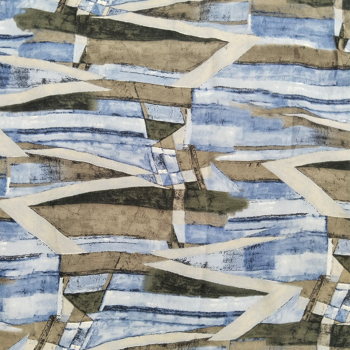 Blue abstract pattern on lightweight georgette fabric