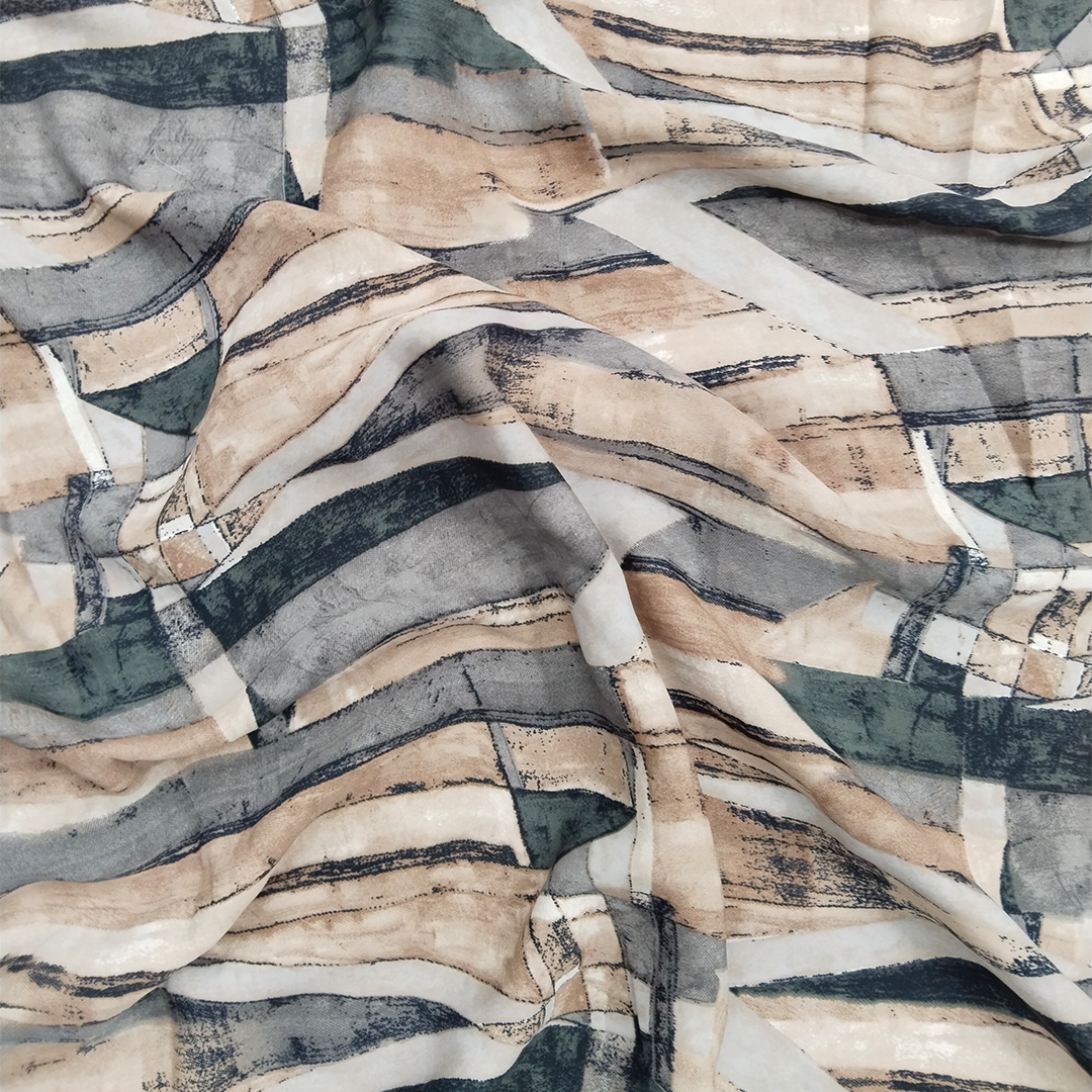 Light Brown Abstract Printed Georgette Fabric