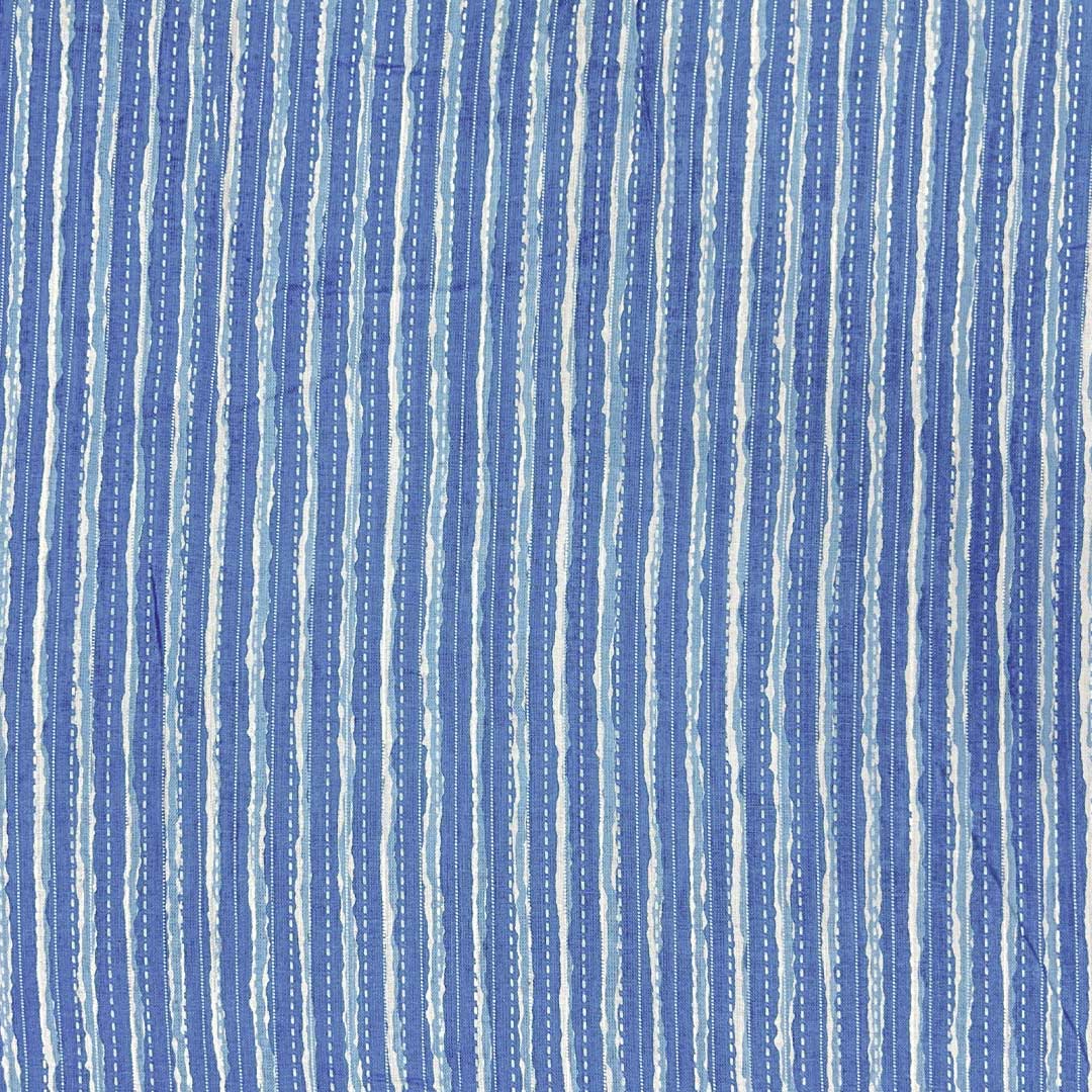 Blue With White Shade Stripe Cotton Kantha Fabric