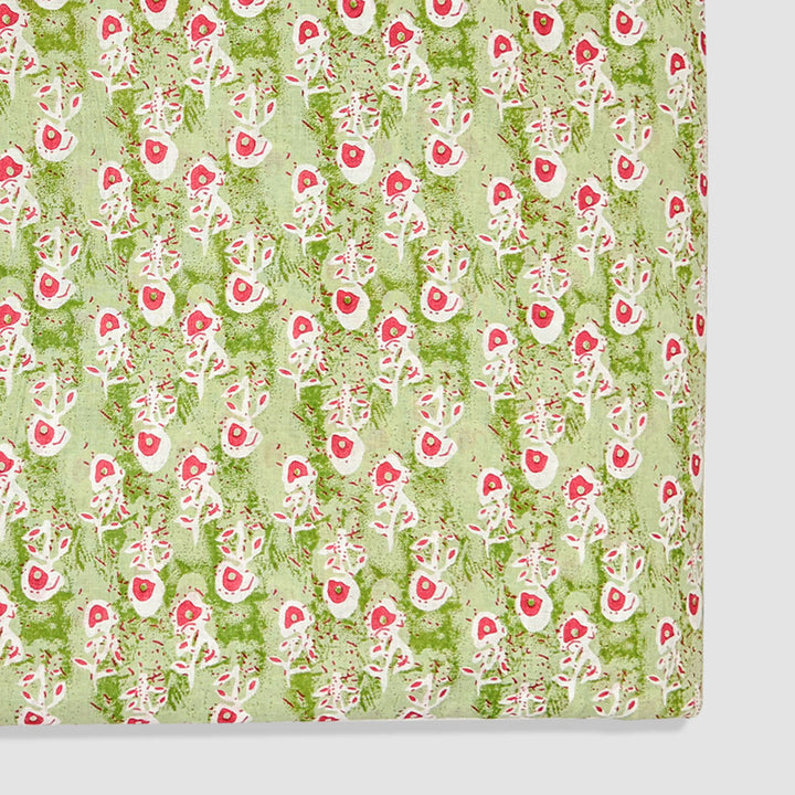 Light Green Shades Floral Printed Cotton Fabric