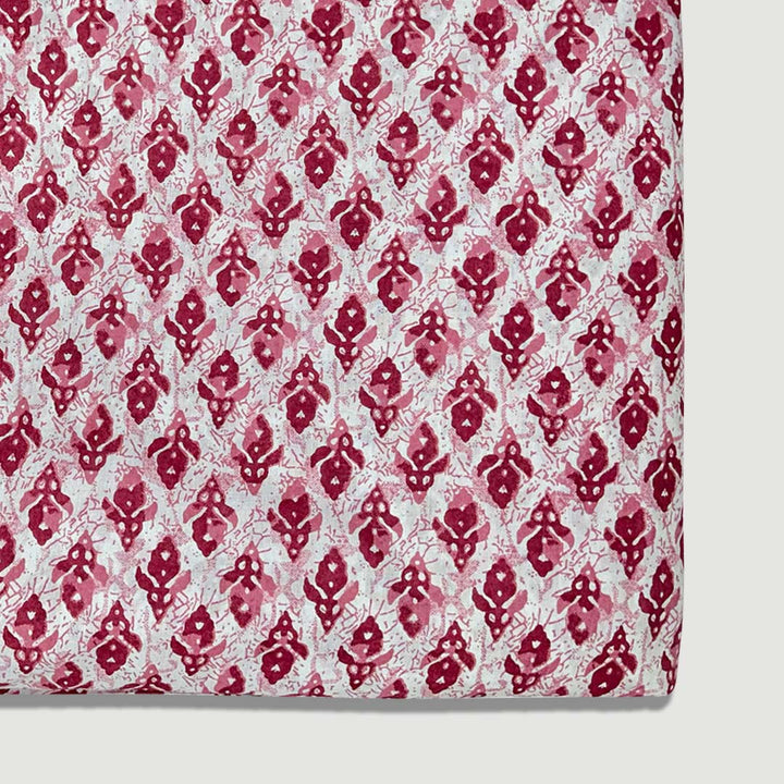 Pink With White Floral Printed Cotton Fabric