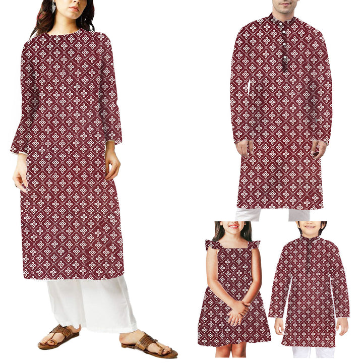 Maroon With White Floral Printed Cotton Fabric