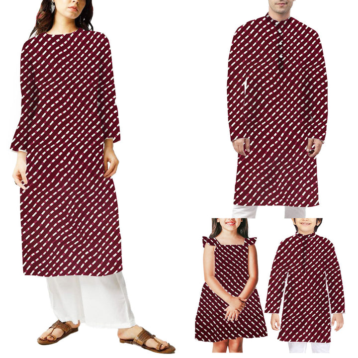 Maroon With White Stripe Printed Cotton Fabric