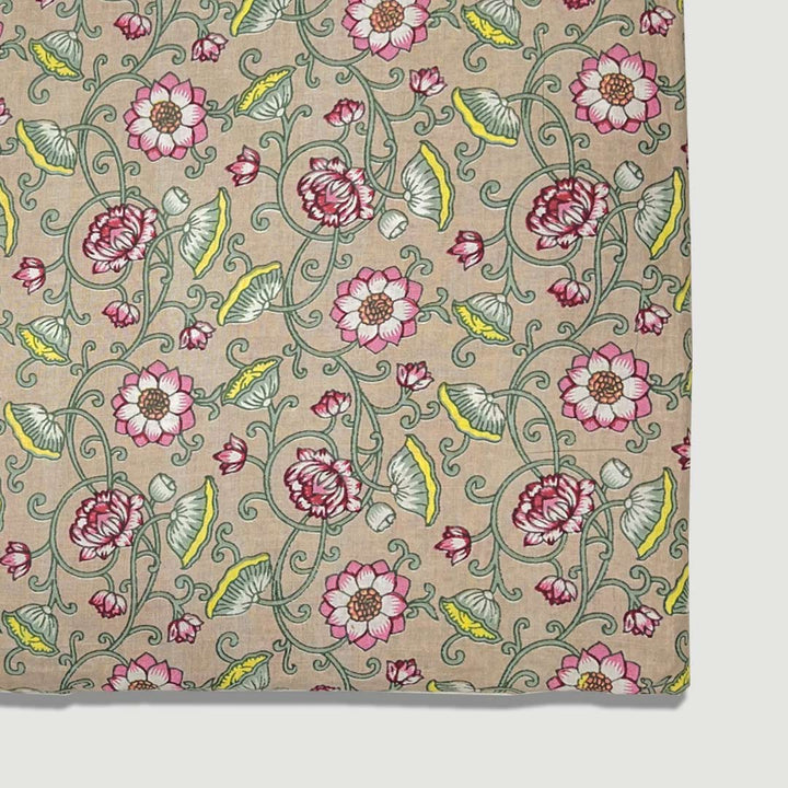 Cream With Multi Shades Floral Printed Cotton Fabric