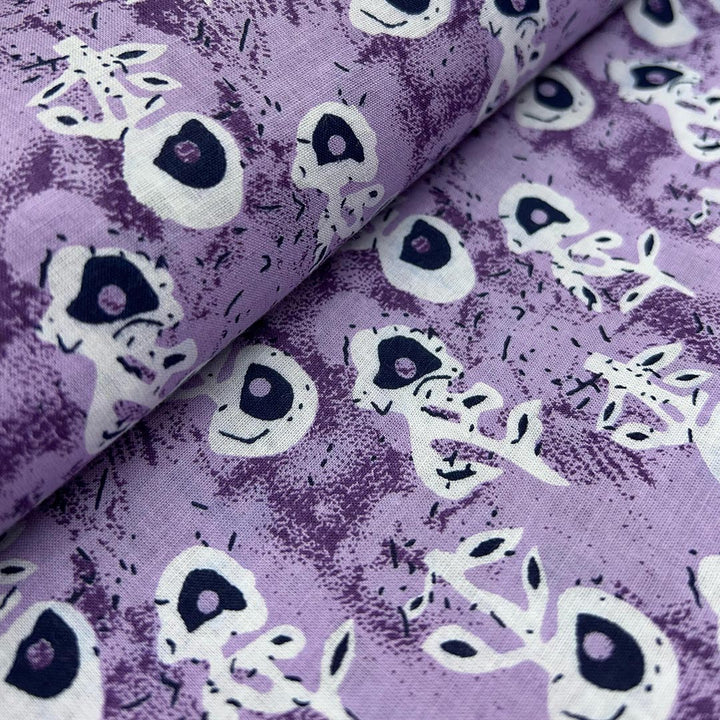 Purple Shades Floral Printed Cotton Fabric