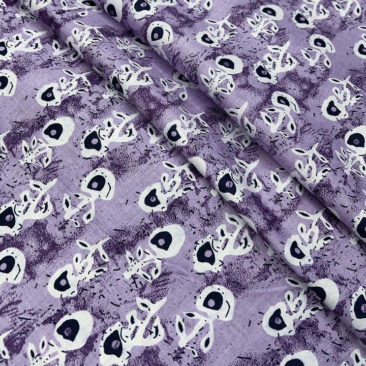 Purple Shades Floral Printed Cotton Fabric