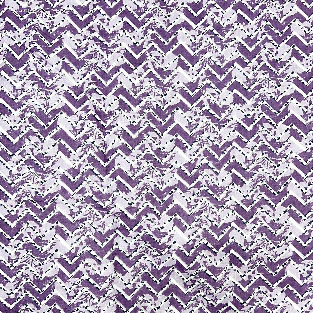 Purple Shades Chevron Printed Cotton Fabric