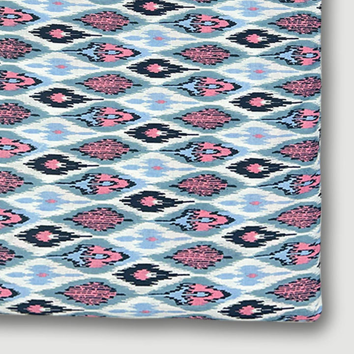 Blue With Pink Shades Abstract Printed Cotton Fabric