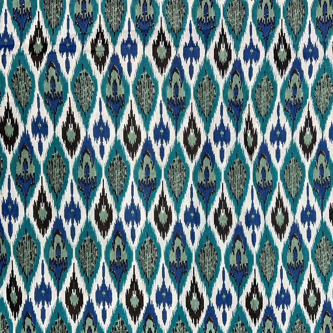 Peacock Green Shades Abstract Printed Cotton Fabric