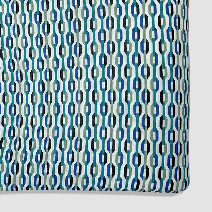 Peacock Green Shades Abstracts Printed Cotton Fabric