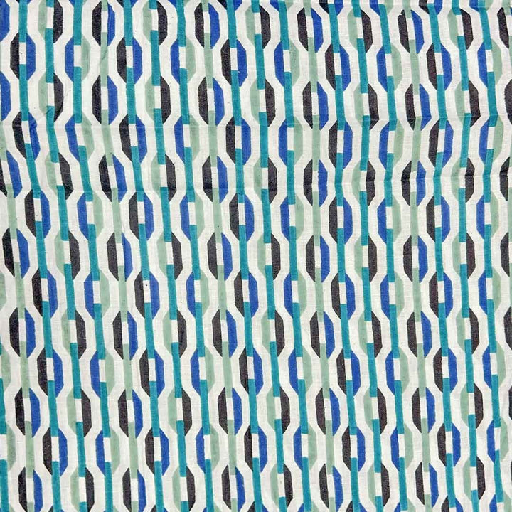 Peacock Green Shades Abstracts Printed Cotton Fabric