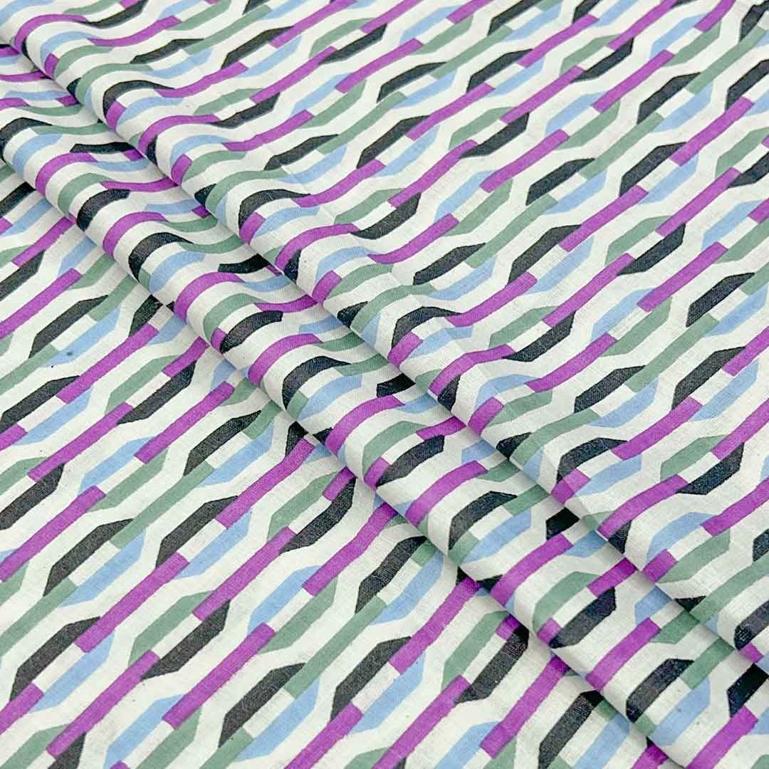 Purple Shades Abstracts Printed Cotton Fabric