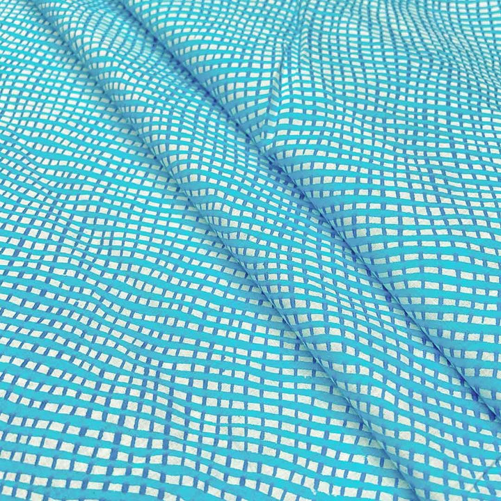 Sky Blue Shades Stripes Printed Cotton Fabric