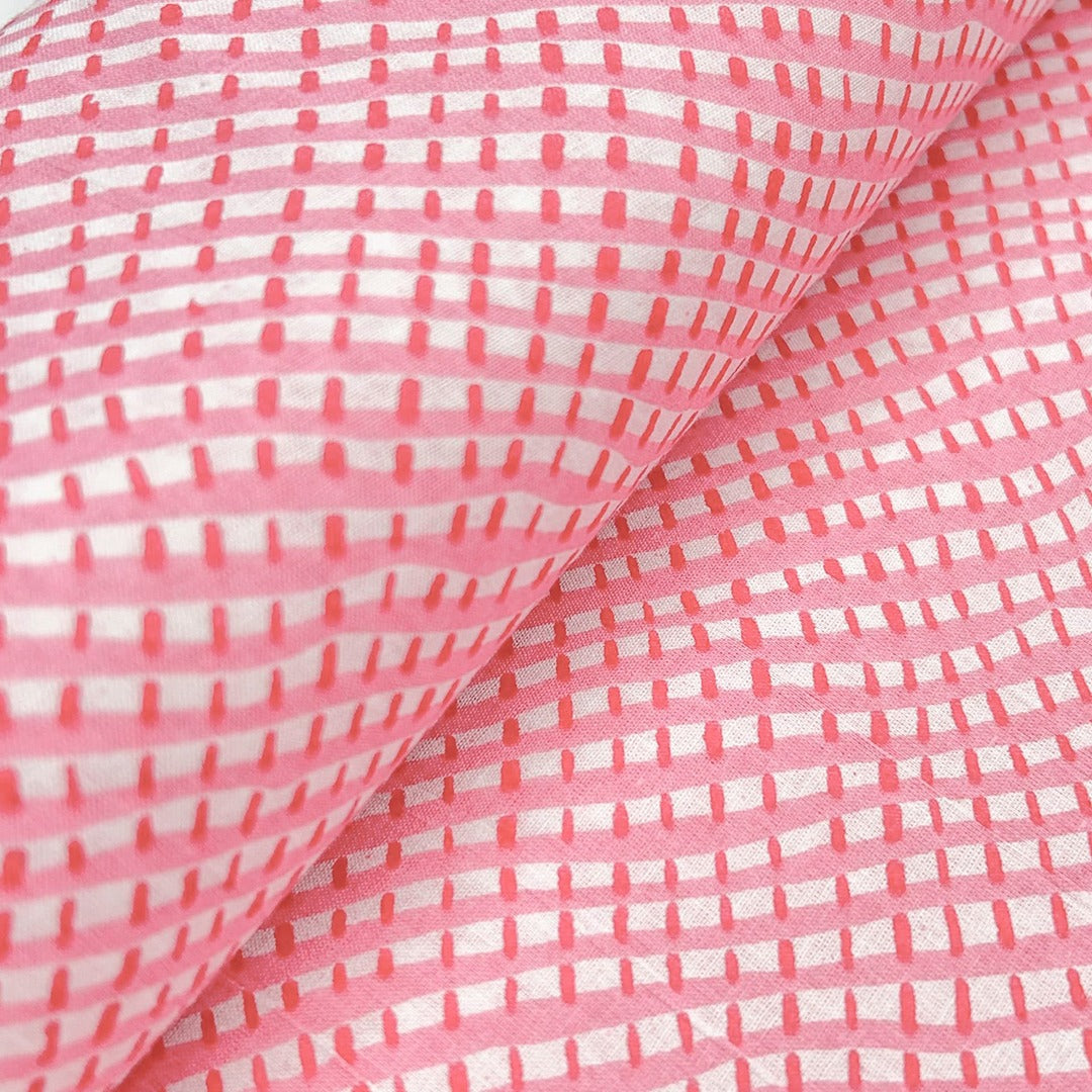 Light Pink Shades Stripes Printed Cotton Fabric