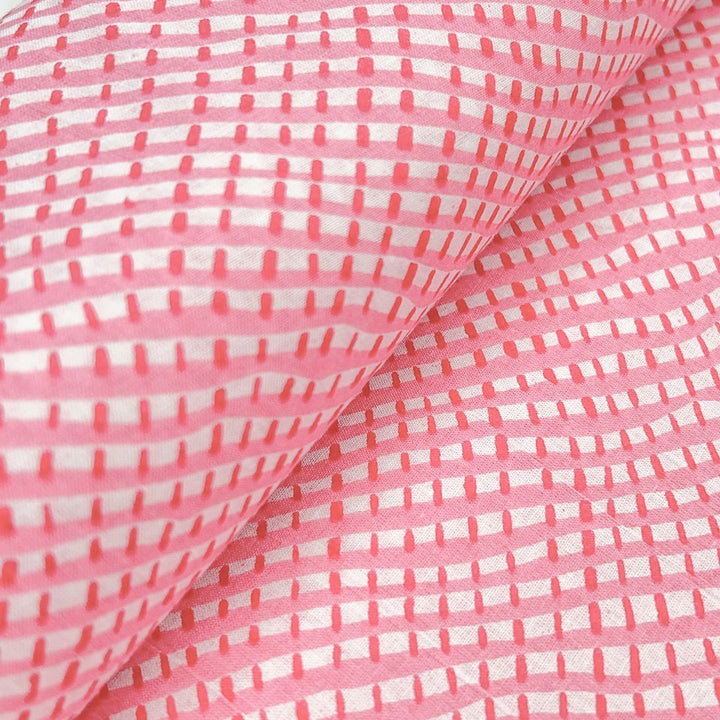 Light Pink Shades Stripes Printed Cotton Fabric