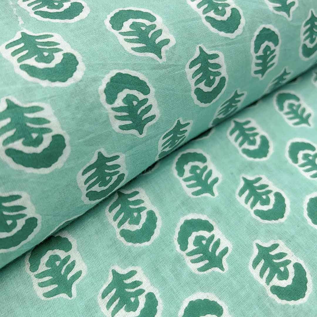 Pista Green Shades Floral Printed Cotton Fabric