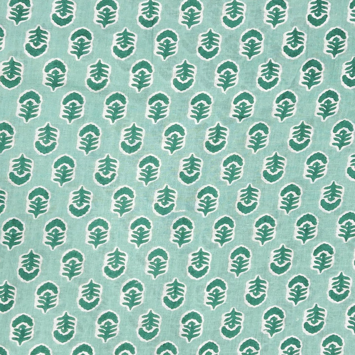 Pista Green Shades Floral Printed Cotton Fabric