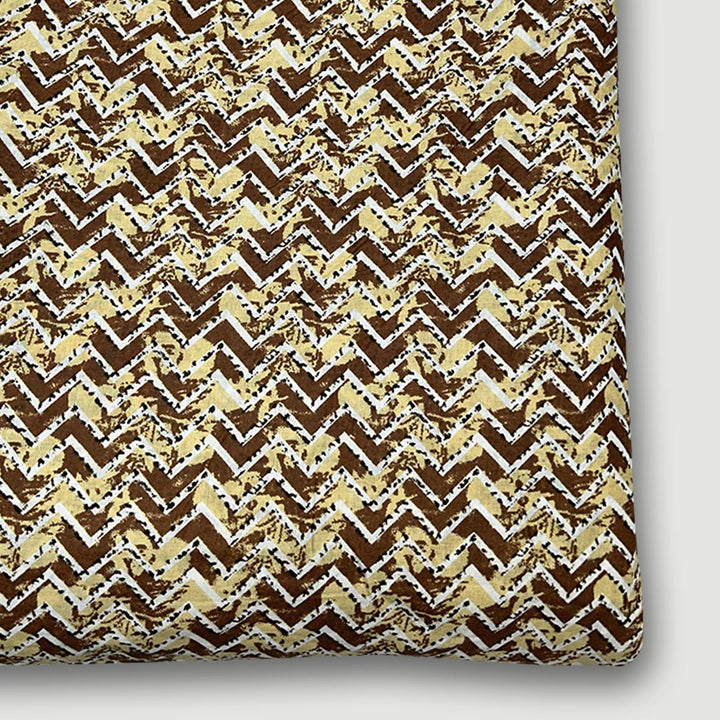 Yellow  Shades Chevron Printed Cotton Fabric