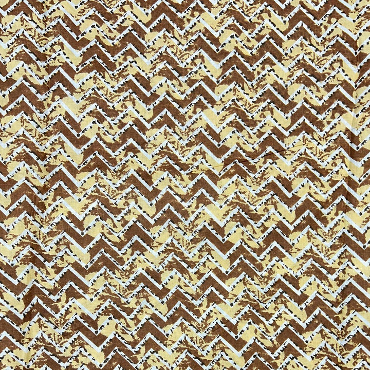 Yellow  Shades Chevron Printed Cotton Fabric