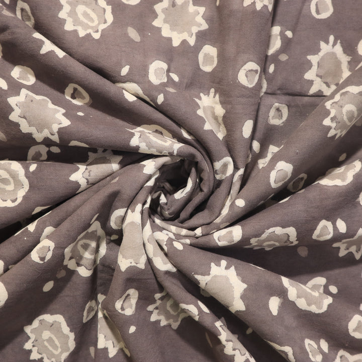 Shiny Soil Floral Handblock Dabu Cotton Fabric