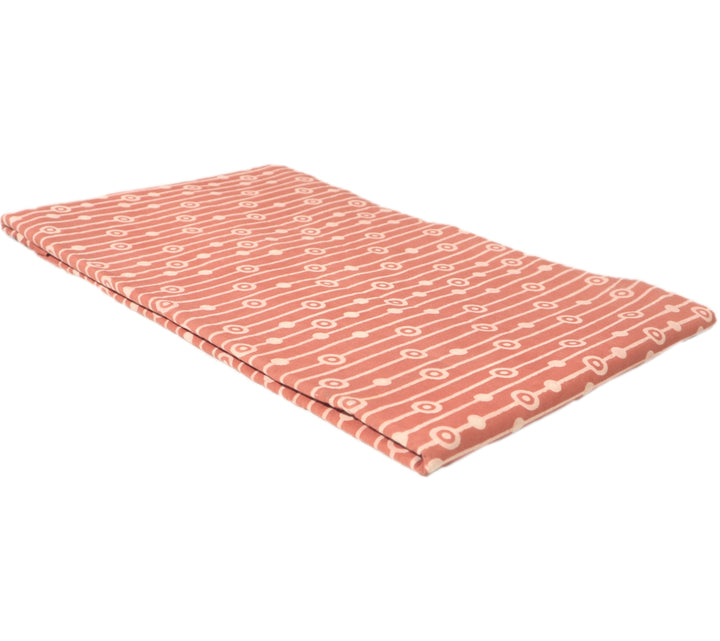 Vintage dark peach Dabu cotton fabric with unique white striped patterns