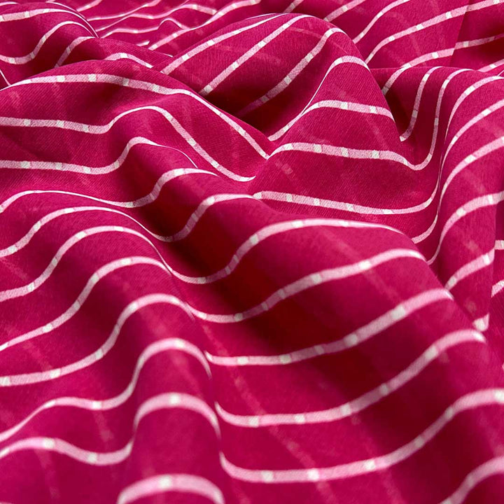 Pink Stripes Printed Georgette Fabric