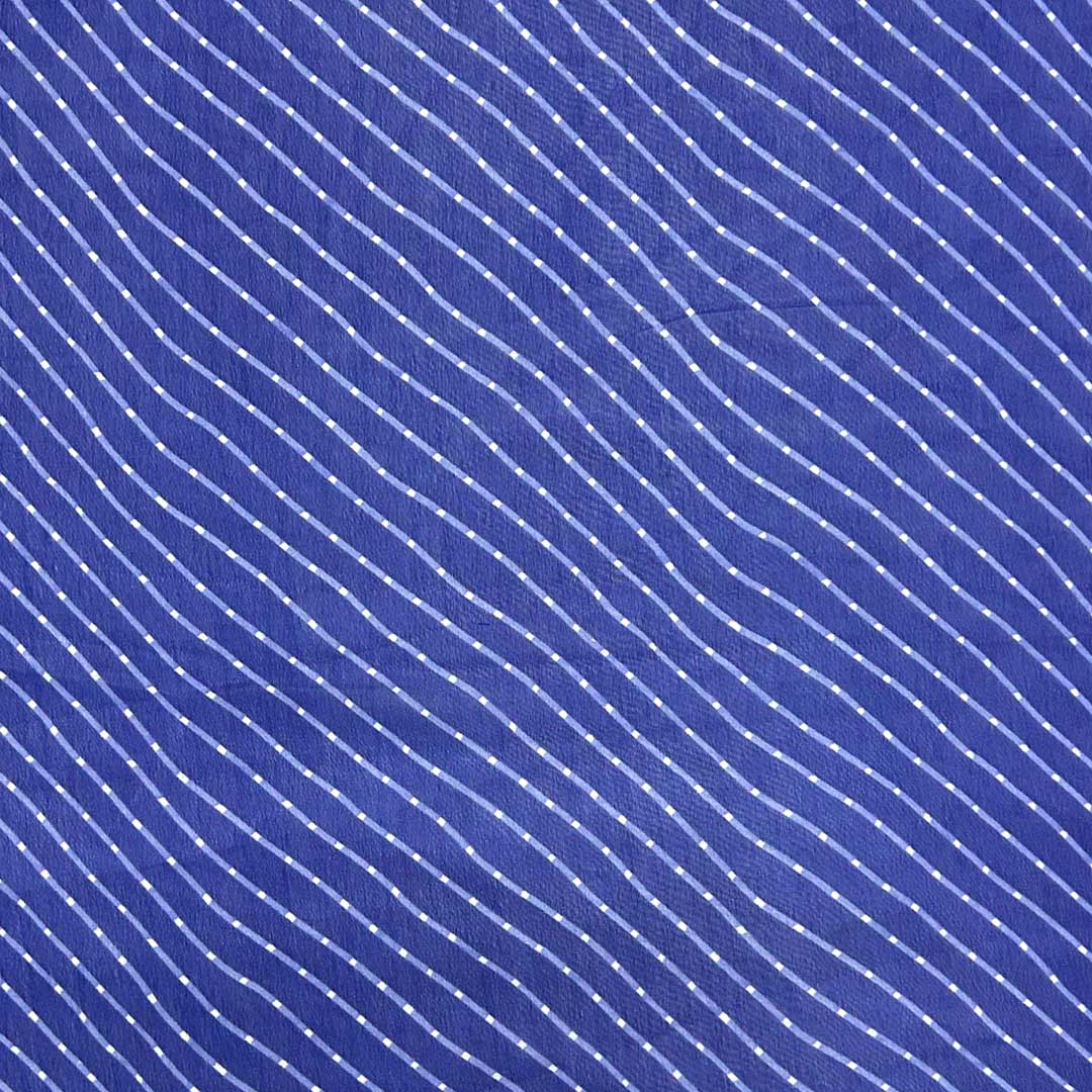 Dark Blue Stripes Printed Georgette Fabric