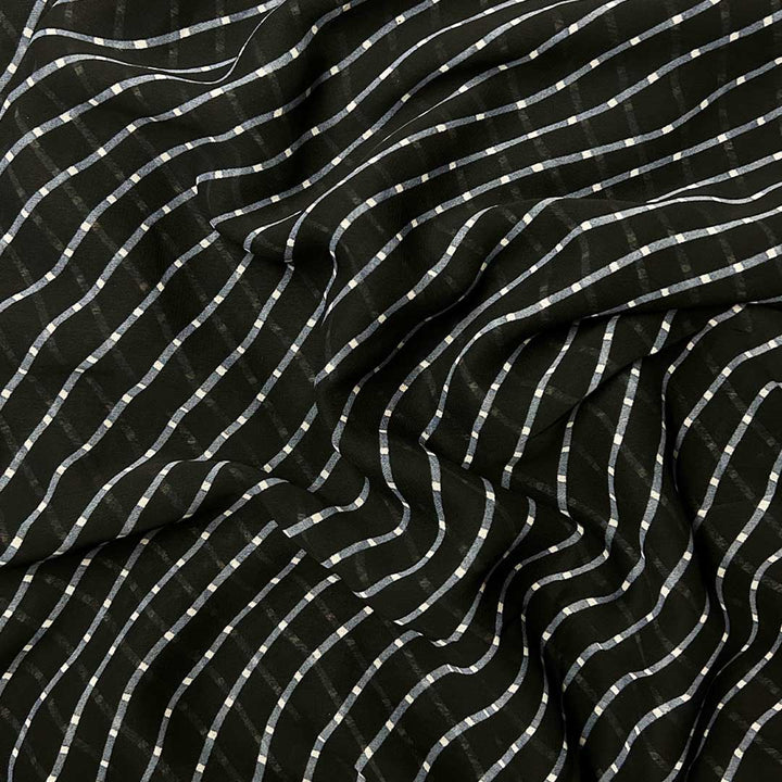 Black Stripes Printed Georgette Fabric