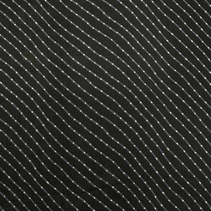 Black Stripes Printed Georgette Fabric