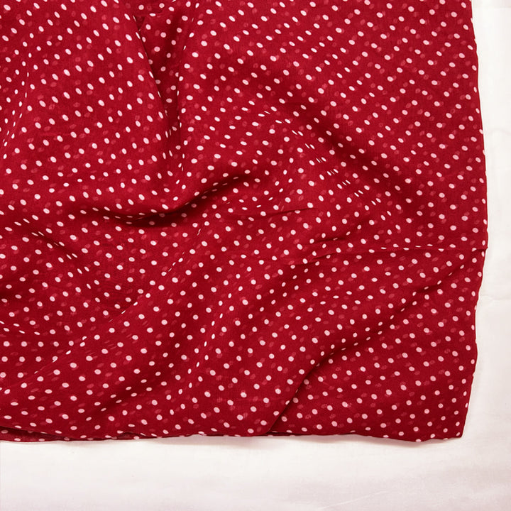 Red Polka Dot Printed Georgette Fabric