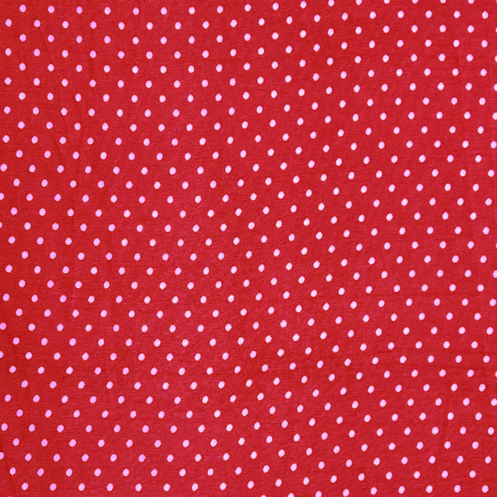 Red Polka Dot Printed Georgette Fabric