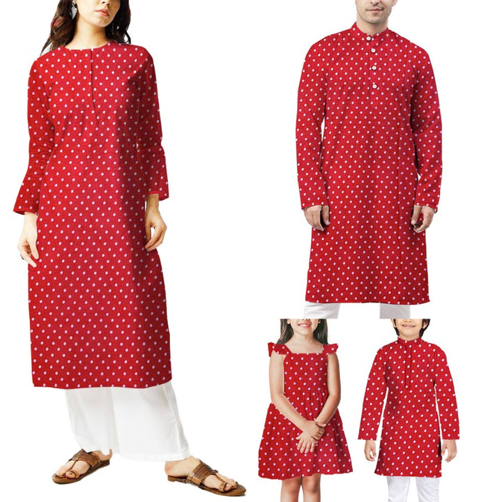 Red Polka Dot Printed Georgette Fabric