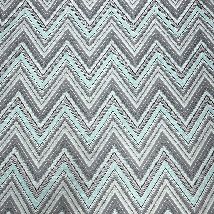 Light Sea Green With Grey, White Chevron Printed Georgette Fabric