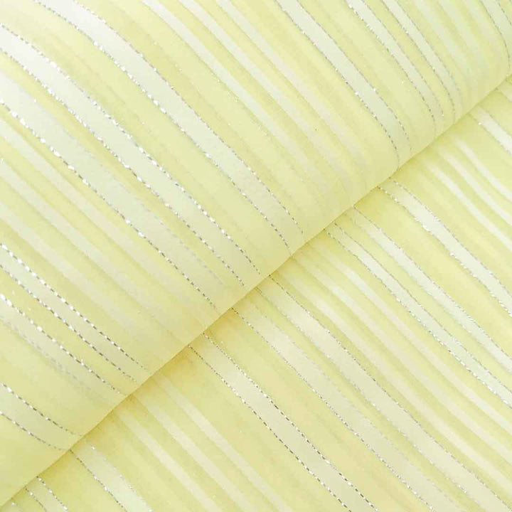 Yellow Stripes Printed Georgette Fabric