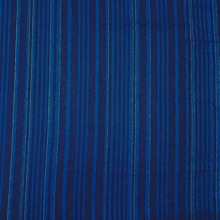 Dark Blue Stripes Printed Georgette Fabric